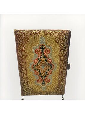 Golden Trefoil Mini Single Card Holder Renaissance Style Travel Regency 4"  READ